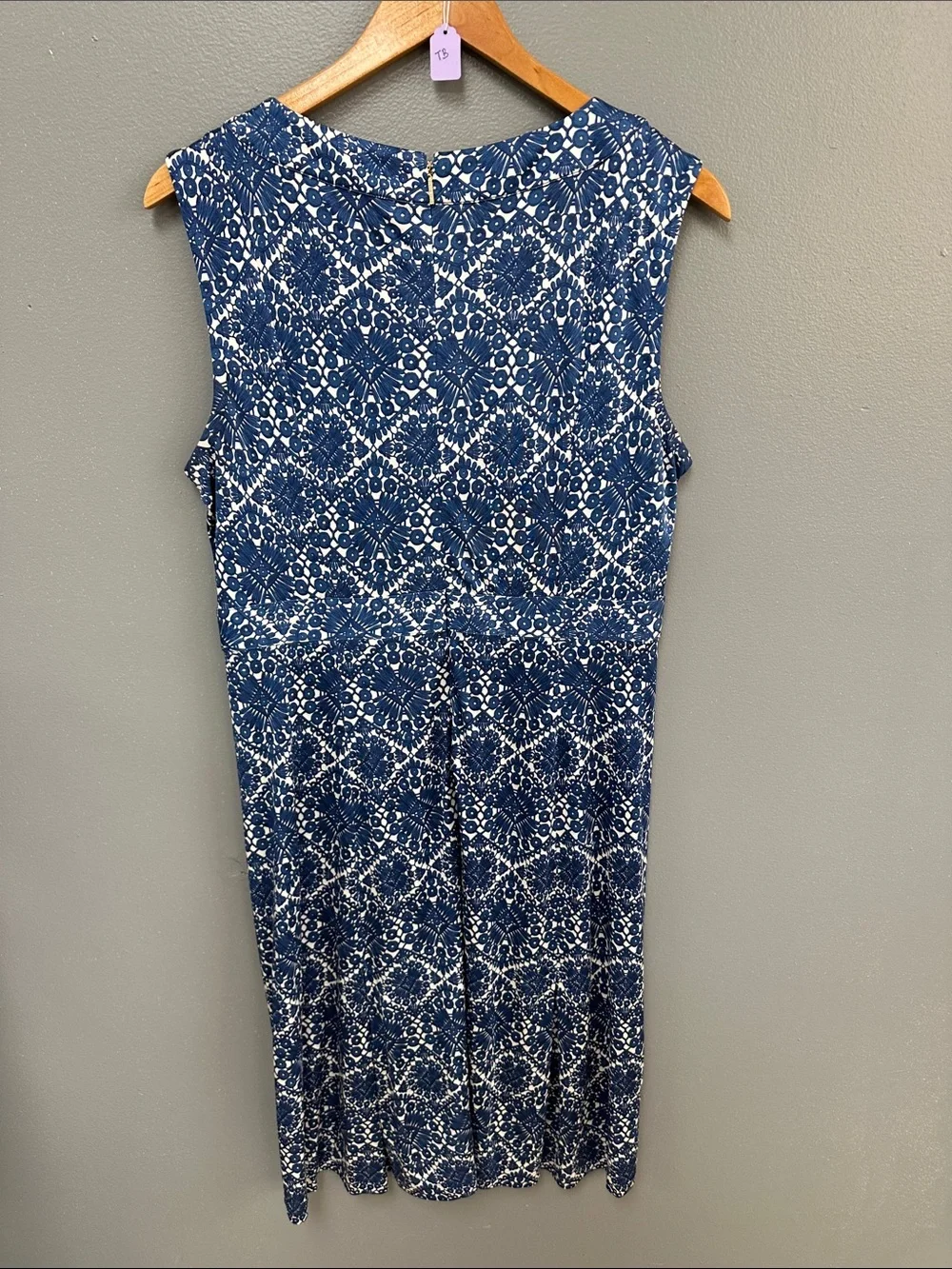 Tory Burch Navy and White Geometric Midi Dress